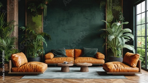 A living room filled with lots of green plants