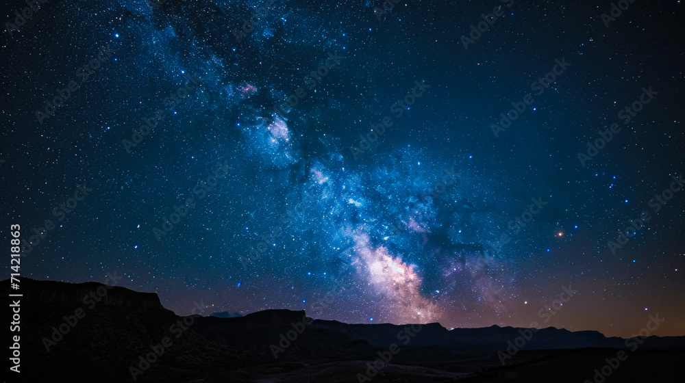 Starry Night Sky with a View of the Milky Way Galaxy