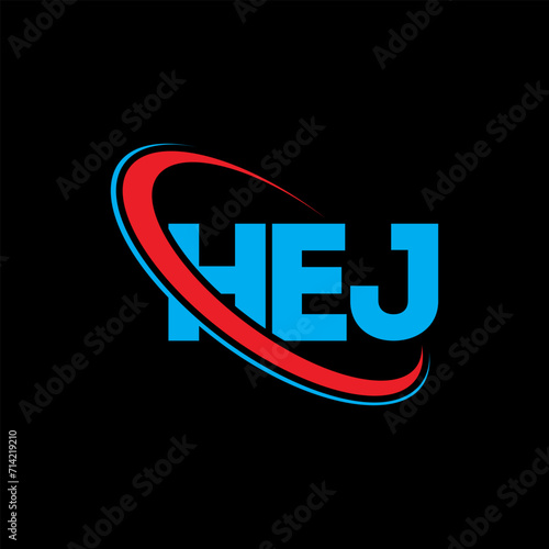 HEJ logo. HEJ letter. HEJ letter logo design. Initials HEJ logo linked with circle and uppercase monogram logo. HEJ typography for technology, business and real estate brand. photo
