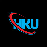 HKU logo. HKU letter. HKU letter logo design. Initials HKU logo linked with circle and uppercase monogram logo. HKU typography for technology, business and real estate brand.