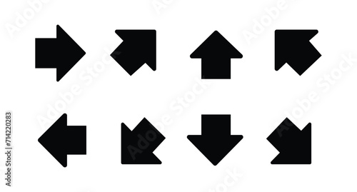 Bold arrow sign collection, set of black arrows icons, isolated on white background - Vector illustration. eps file 35.