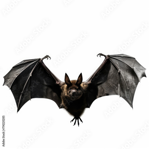 Photo of black bat isolated on white background
