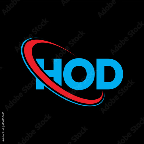 HOD logo. HOD letter. HOD letter logo design. Initials HOD logo linked with circle and uppercase monogram logo. HOD typography for technology, business and real estate brand.