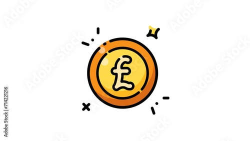 Animated British pound currency symbol with playful design elements. Ideal for financial and business related presentations, videos, and educational content. (ID: 714221216)