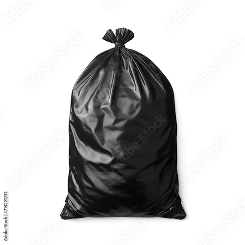 Black garbage bag isolated on white background. © PNG FOR YOU