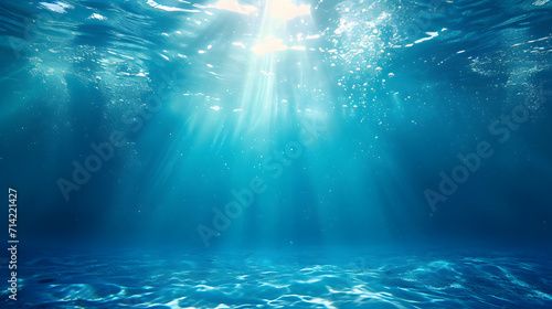 Underwater Ocean - Blue Abyss With Sunlight - Diving And Scuba Background photo