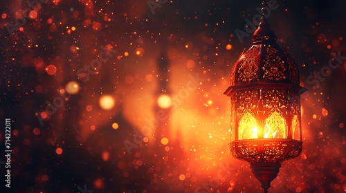 Beautiful Ramadan Kareem lantern on a dark background. Generous Ramadan.