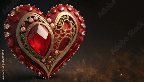 Heart made of red precious stones, jewels, background for st valentine's day © evrimfunda