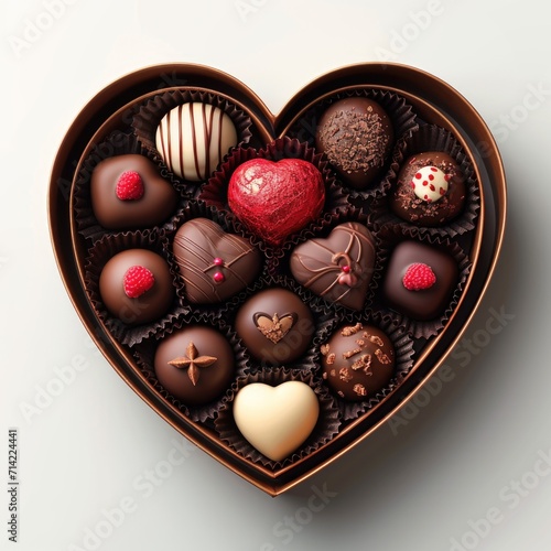 A heart shaped box of assorted chocolates, St. Valentine's day symbol