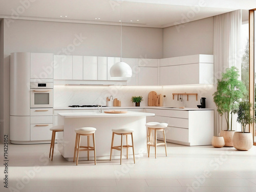 Conceptual architecture interior space, model in white materials and studio photography