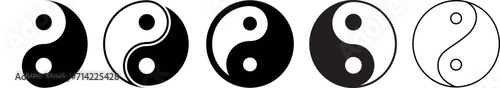 Yin Yang icon set, symbol of harmony and balance. Vector set of black and white yin and yang symbols. Vector illustration photo