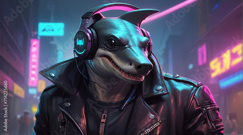 Hammerhead Shark Synthwave Serenity Down Under by Alex Petruk AI GENERATED