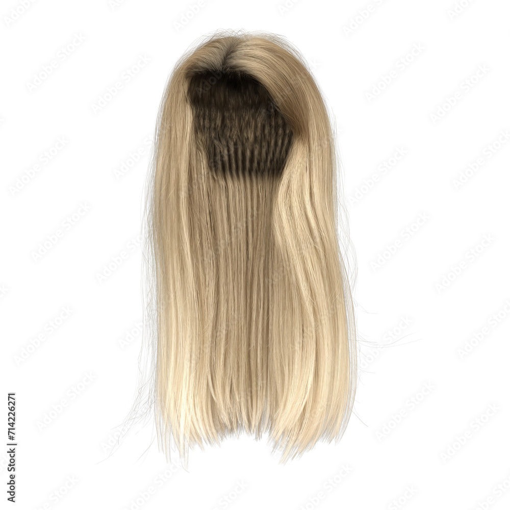 3d render long straight blonde style hair isolated 3d render long straight blonde style hair isolated