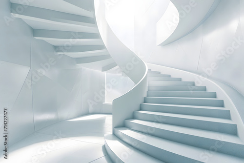 Spiraling Staircase in Luminous White Space