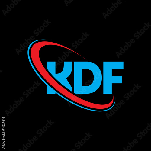 KDF logo. KDF letter. KDF letter logo design. Initials KDF logo linked with circle and uppercase monogram logo. KDF typography for technology, business and real estate brand.