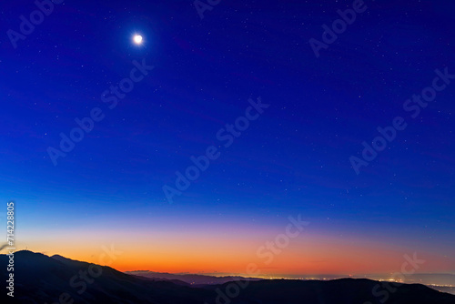 dawn over the horizon, at sunset, sunrise, blue hour