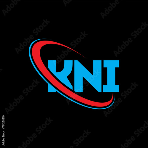 KNI logo. KNI letter. KNI letter logo design. Initials KNI logo linked with circle and uppercase monogram logo. KNI typography for technology, business and real estate brand. photo