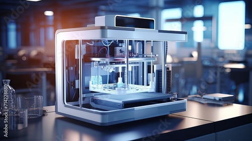 Modern 3D printer working in a tech lab