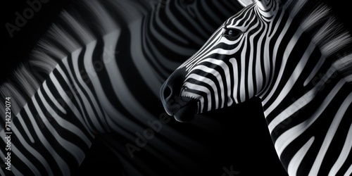 Portrait of a zebra on a black background