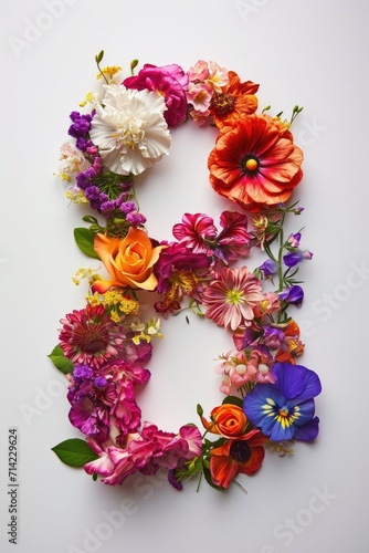 Number 8 made from flowers