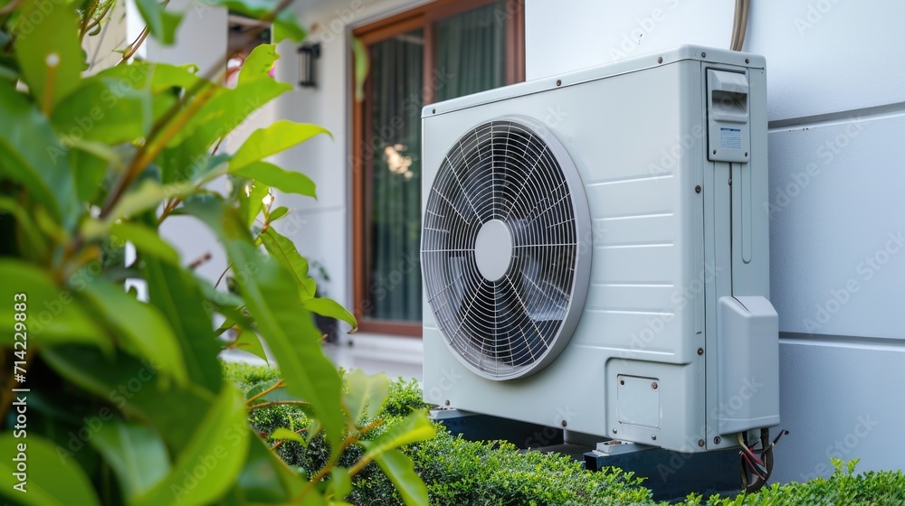 Air source heat pump installed in a residential building Air source heat pump installed in a residential building