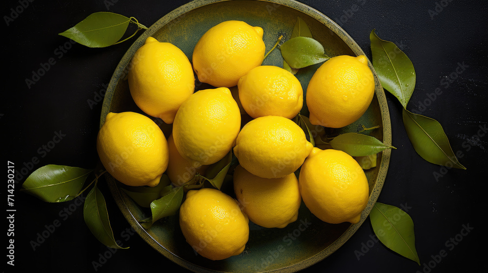 Photo of lemon on dark background