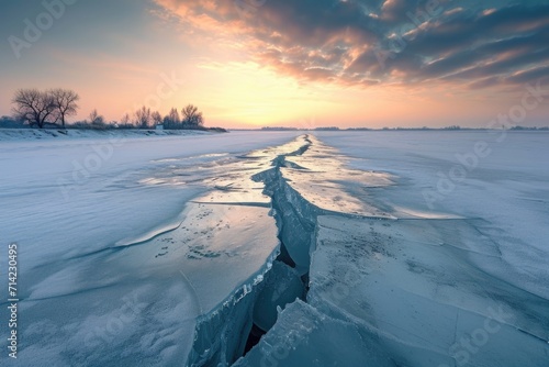 Ice Crack on Frozen Lake © Evon J