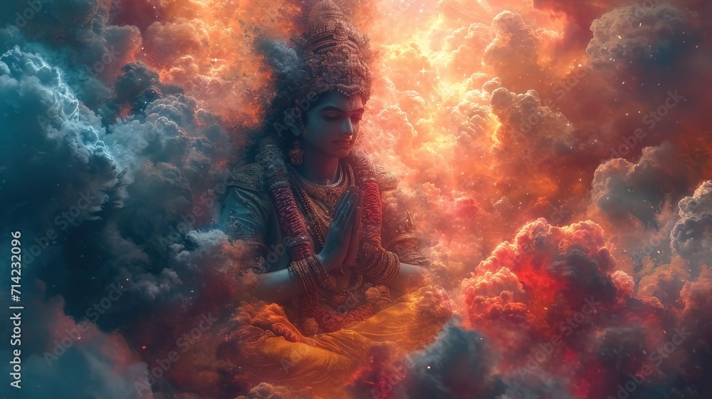 Indian Gods Embracing Plate Armor amidst the Clouds
Indian Gods Embracing Plate Armor amidst the Clouds