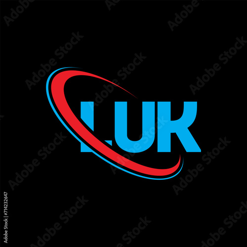 LUK logo. LUK letter. LUK letter logo design. Initials LUK logo linked with circle and uppercase monogram logo. LUK typography for technology, business and real estate brand.
