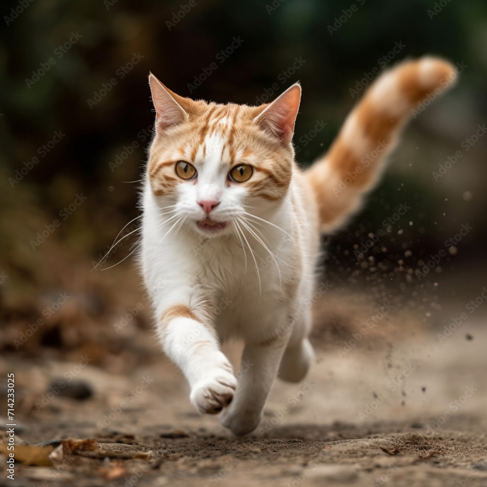 A cat running 