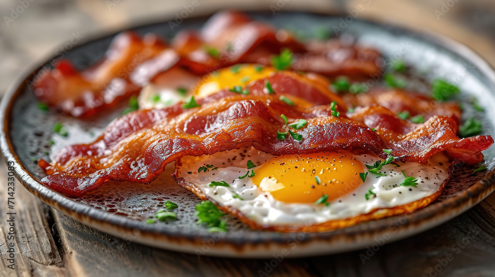 Traditional breakfast, eggs and bacon Stock Photo | Adobe Stock
