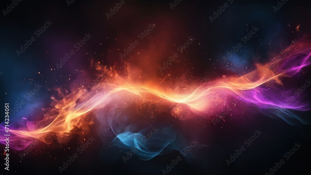 Dark abstract bokeh background, magic smoke and sparks, neon, Generative, AI. Dark abstract bokeh background, magic smoke and sparks, neon, Generative, AI.