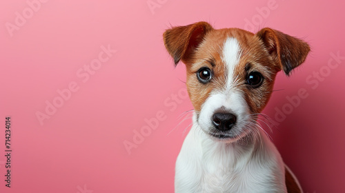 Jack Russell Terrier on a pink background
