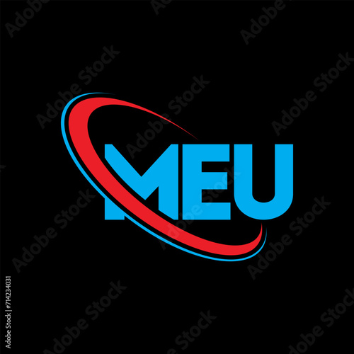 MEU logo. MEU letter. MEU letter logo design. Initials MEU logo linked with circle and uppercase monogram logo. MEU typography for technology, business and real estate brand. photo