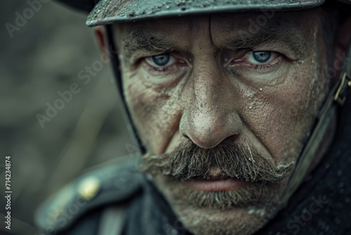 German soldier portrait. Soldier of Germany realistic detailed photography texture