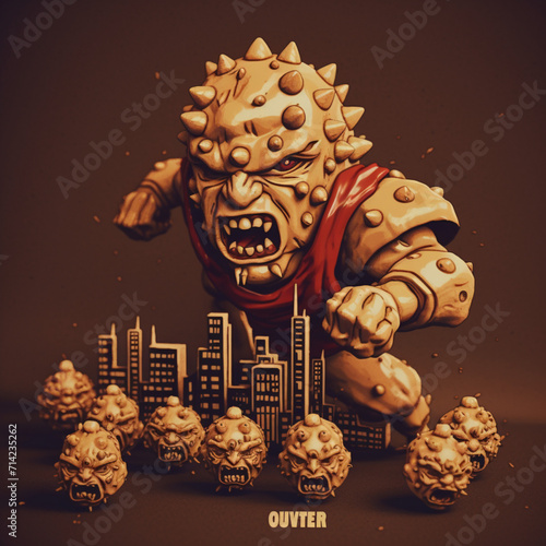 Hashbrown with tator tot soliders, Made with generative AI