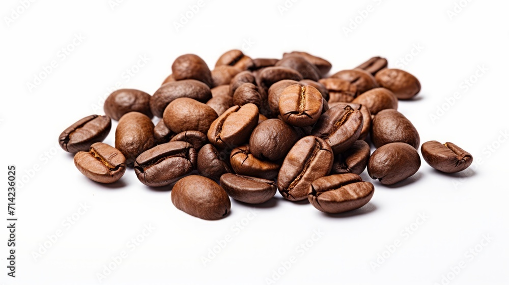 Coffee beans on a white background. Neural network AI generated art Coffee beans on a white background. Neural network AI generated art