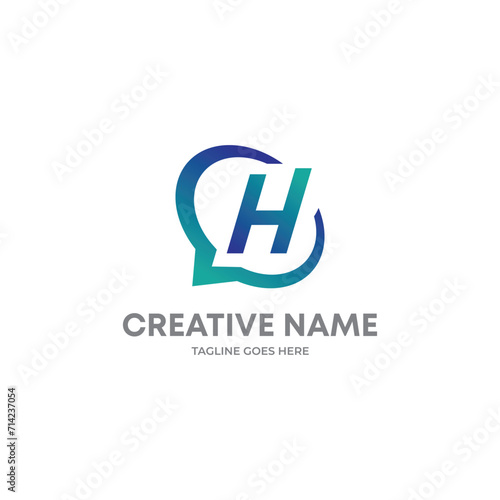 Abstract letter H with chat icon logo