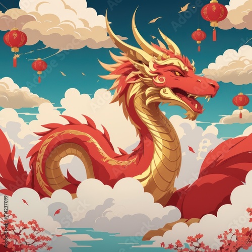 chinese new year, chinese style dragon statue, iconic dragon, wallpaper dragon, red dragon, dragon wood, ilstration dragon, sio naga, imlek tahun baru	 photo