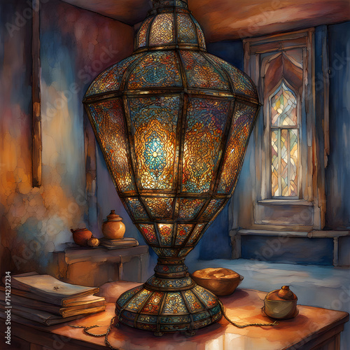 Beautifully Ornate Moroccan Lamp in Ramadan