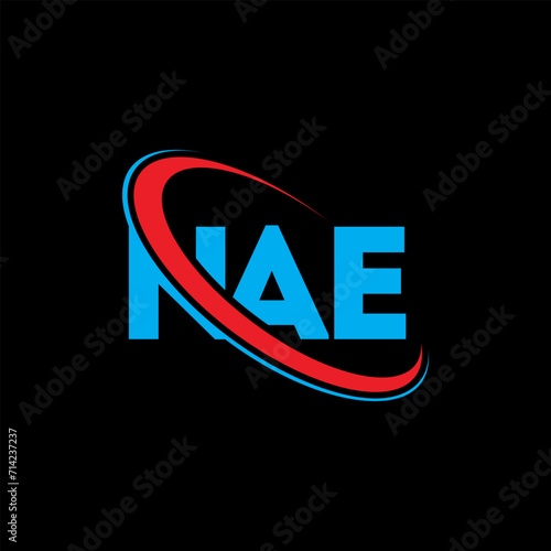 NAE logo. NAE letter. NAE letter logo design. Intitials NAE logo linked with circle and uppercase monogram logo. NAE typography for technology, business and real estate brand. photo