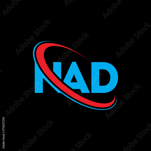 NAD logo. NAD letter. NAD letter logo design. Intitials NAD logo linked with circle and uppercase monogram logo. NAD typography for technology, business and real estate brand.