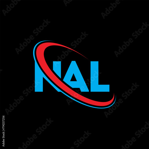 NAL logo. NAL letter. NAL letter logo design. Intitials NAL logo linked with circle and uppercase monogram logo. NAL typography for technology, business and real estate brand. photo