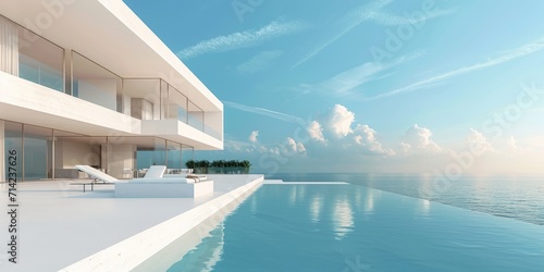 White minimalistic villa wi...