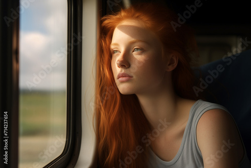 Contemplative Journey by Train, ai generative