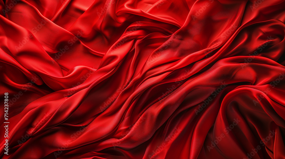 Red wavy satin background. Elegant and luxury fabric texture Red wavy satin background. Elegant and luxury fabric texture