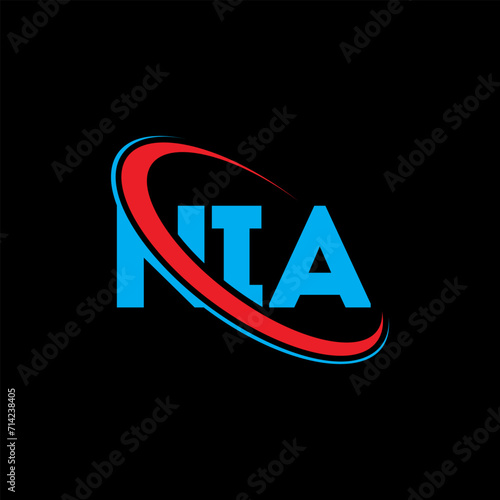 NIA logo. NIA letter. NIA letter logo design. Initials NIA logo linked with circle and uppercase monogram logo. NIA typography for technology, business and real estate brand. photo
