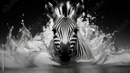 Photo of zebra  black and white minimal abstract style