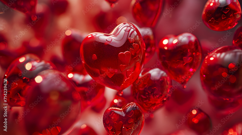 Bunch of Red Hearts Floating in Air, Expressing Love and Affection Bunch of Red Hearts Floating in Air, Expressing Love and Affection