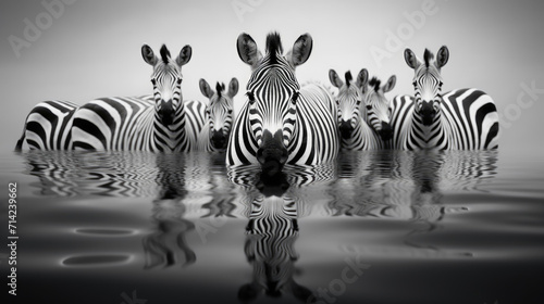 Photo of zebras, black and white minimal abstract style © LFK